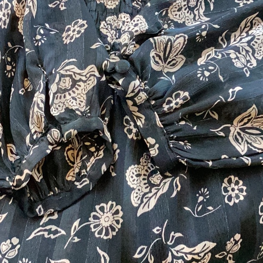 Zara Floral Black and Tan Dress - Picture 8 of 8